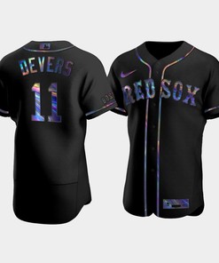 Men's Boston Red Sox 11 Rafael Devers Black Golden Edition Holographic Jersey