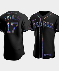 Men's Boston Red Sox 17 Nathan Eovaldi Black Golden Edition Holographic Jersey