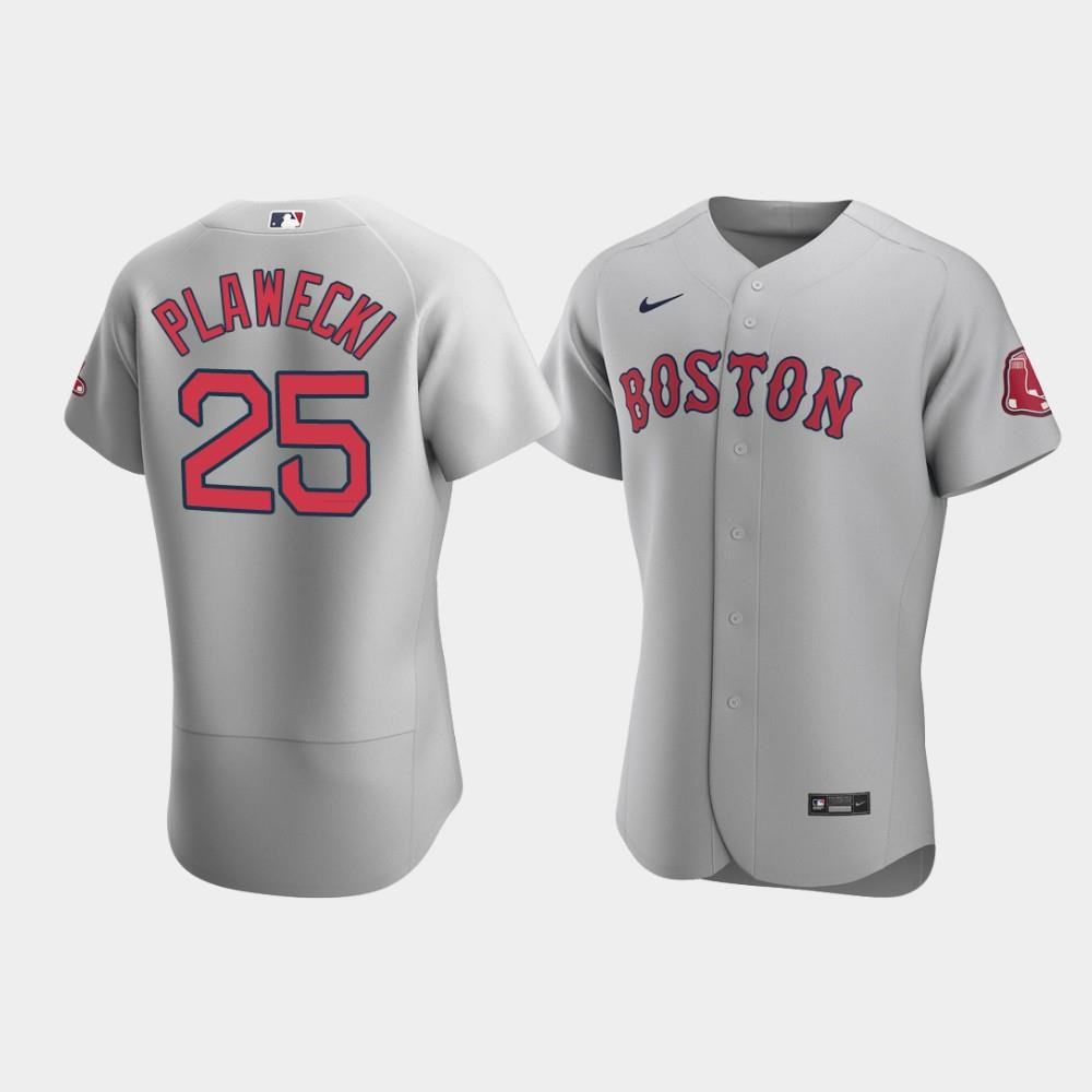 Men's Boston Red Sox 25 Kevin Plawecki Gray Road Jersey