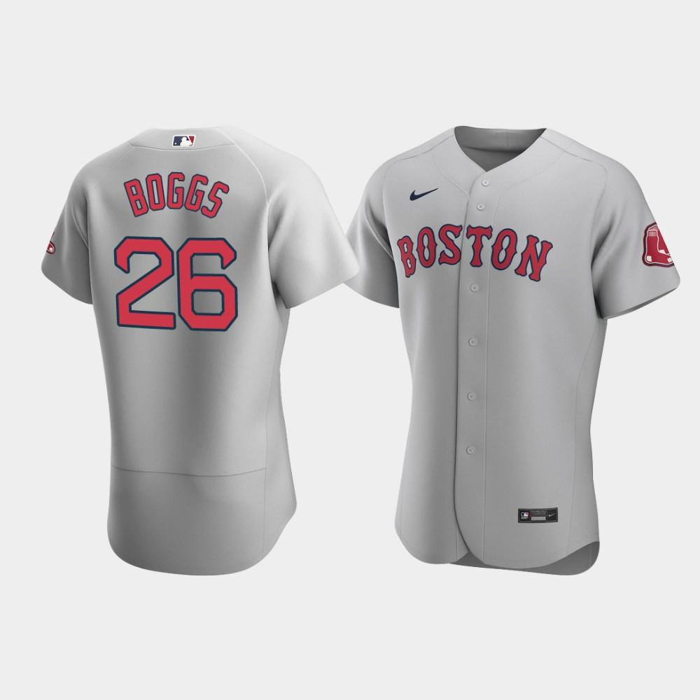 Men's Boston Red Sox 26 Wade Boggs Gray Road Jersey