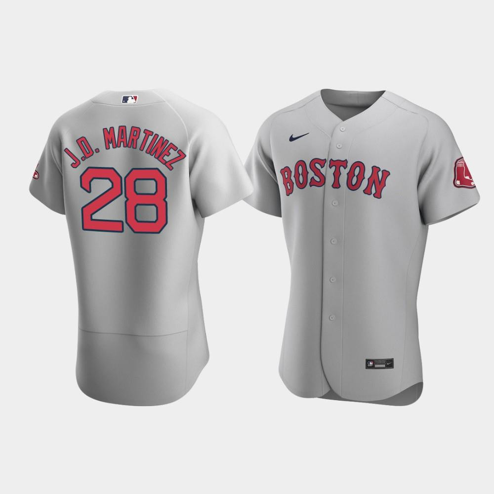 Men's Boston Red Sox 28 J.D. Martinez Gray Road Jersey