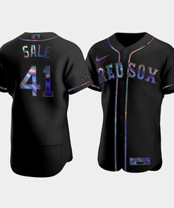 Men's Boston Red Sox 41 Chris Sale Black Golden Edition Holographic Jersey