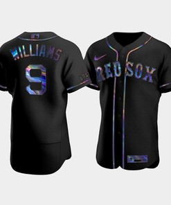 Men's Boston Red Sox 9 Ted Williams Black Golden Edition Holographic Jersey