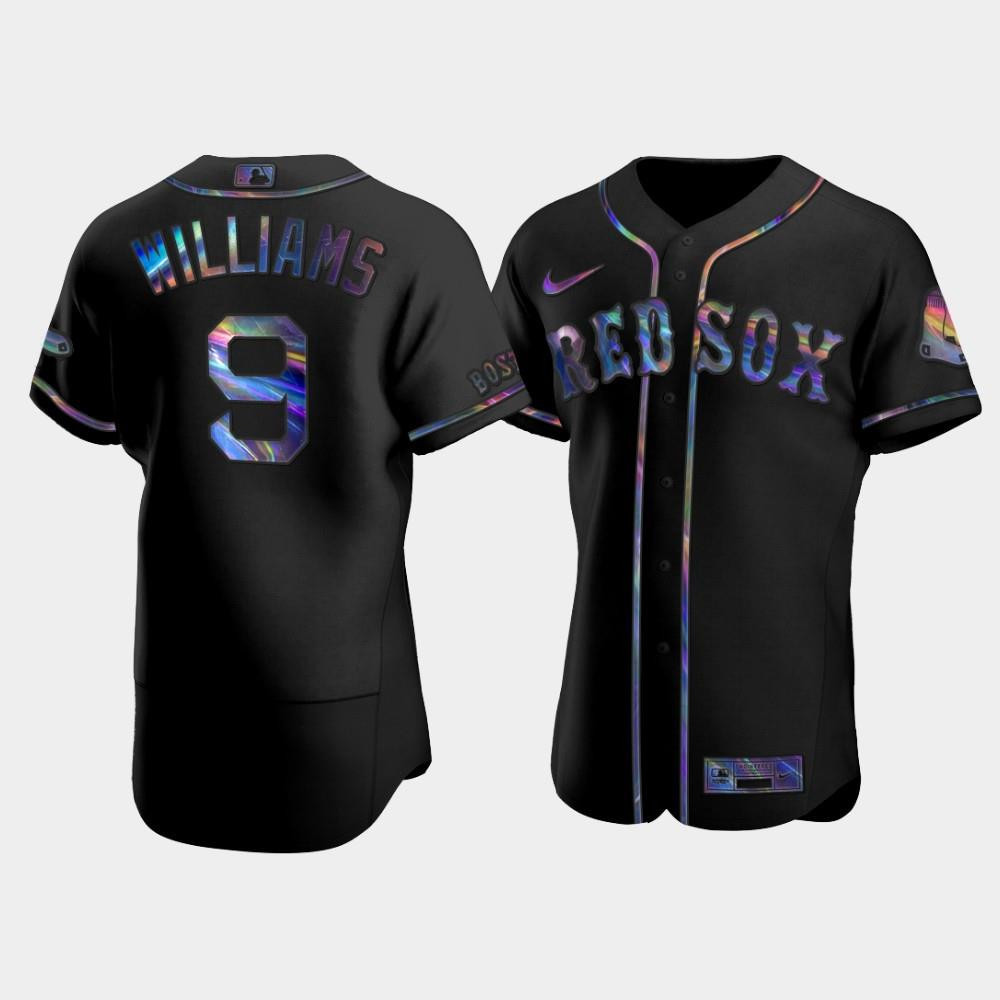 Men's Boston Red Sox 9 Ted Williams Black Golden Edition Holographic Jersey