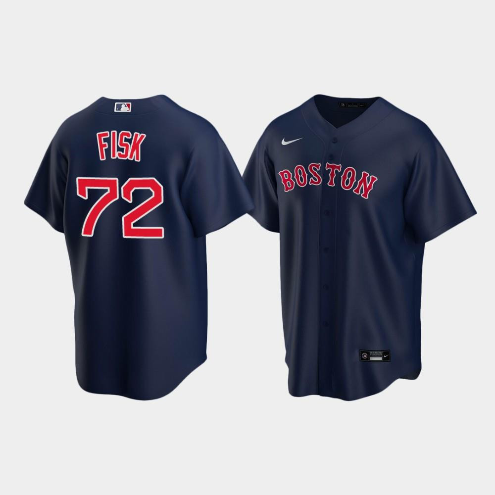 Men's Boston Red Sox Carlton Fisk 72 Navy Alternate Jersey
