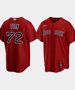 Men's Boston Red Sox Carlton Fisk 72 Red Alternate Jersey
