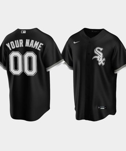 Men's Chicago White Sox 00 Custom Black Alternate Jersey