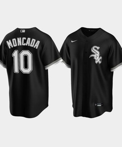 Men's Chicago White Sox 10 Yoan Moncada Black Alternate Jersey