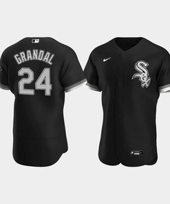 Men's Chicago White Sox 24 Yasmani Grandal Black Alternate Jersey