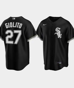 Men's Chicago White Sox 27 Lucas Giolito Black Alternate Jersey