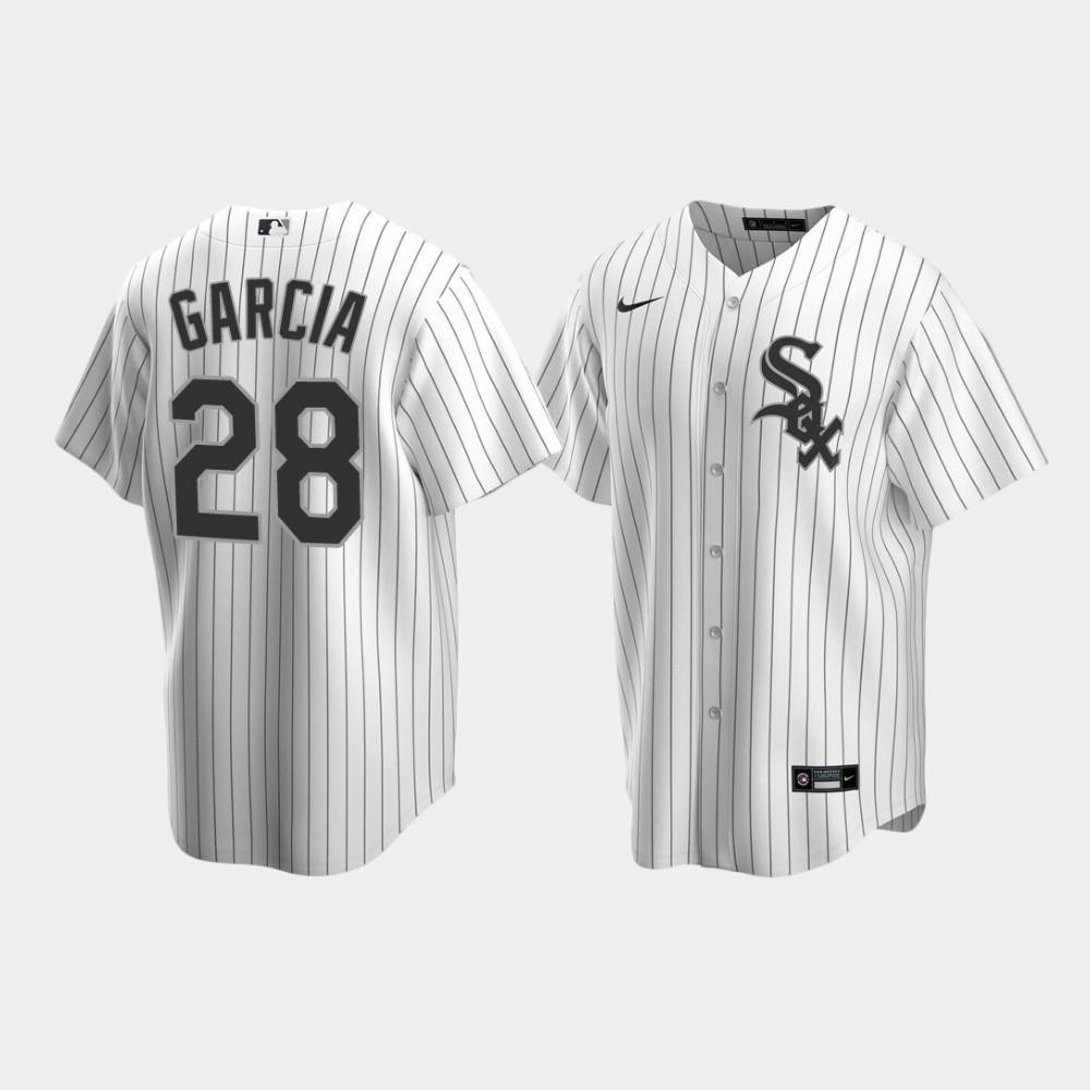 Men's Chicago White Sox 28 Leury Garcia White Home Jersey