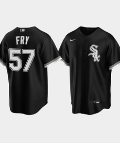 Men's Chicago White Sox 57 Jace Fry Black Alternate Jersey