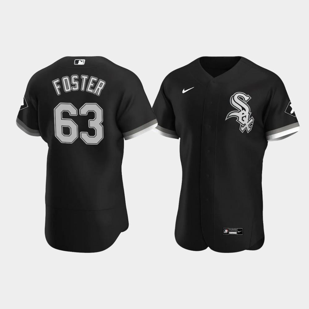 Men's Chicago White Sox 63 Matt Foster Black Alternate Jersey