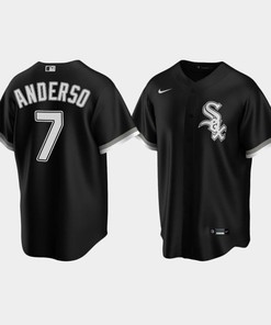 Men's Chicago White Sox 7 Tim Anderson Black Alternate Jersey