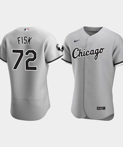 Men's Chicago White Sox Carlton Fisk 72 Gray MR Patch Jersey