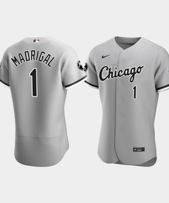 Men's Chicago White Sox Nick Madrigal 1 Gray MR Patch Player Jersey