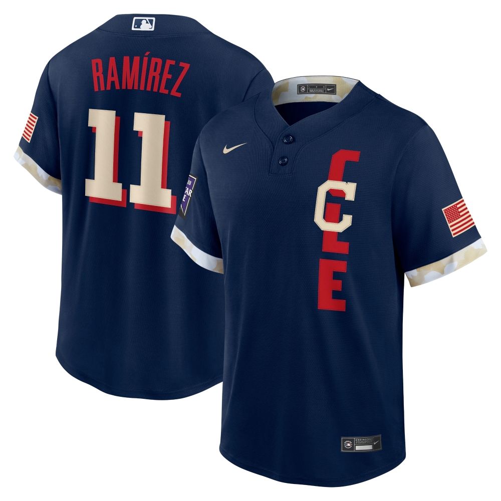 Mens Cleveland Jose Ramirez Navy 2021 Mlb All Star Game Player Jersey Gift For Cleveland Fans