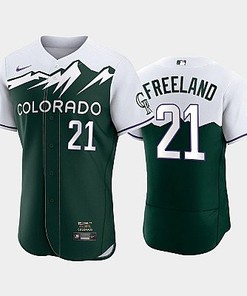 Men's Colorado Rockies 21 Kyle Freeland 2022-23 City Connect Green Jersey