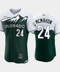 Men's Colorado Rockies 24 Ryan McMahon 2022-23 City Connect Green Jersey