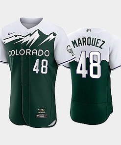 Men's Colorado Rockies 48 German Marquez 2022-23 City Connect Green Jersey
