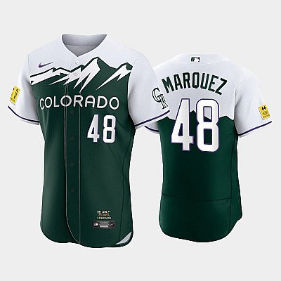 Men's Colorado Rockies 48 German Marquez 2022-23 City Connect Green Jersey