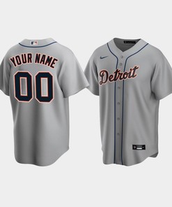 Men's Detroit Tigers 00 Custom Gray Road Jersey