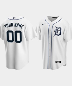 Men's Detroit Tigers 00 Custom White Home Jersey