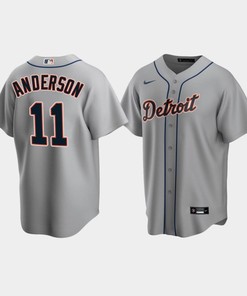 Men's Detroit Tigers 11 Sparky Anderson Gray Road Jersey