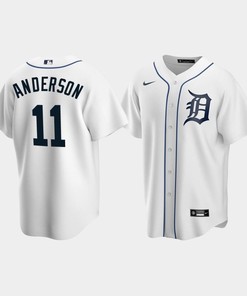 Men's Detroit Tigers 11 Sparky Anderson White Home Jersey