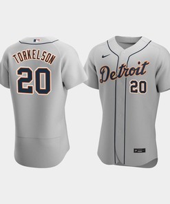 Men's Detroit Tigers 20 Spencer Torkelson Gray Road Jersey