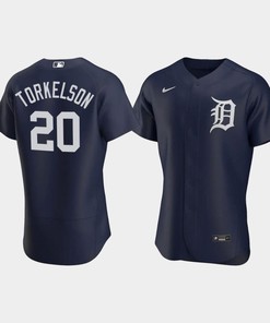 Men's Detroit Tigers 20 Spencer Torkelson Navy Alternate Jersey