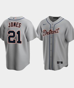 Men's Detroit Tigers 21 JaCoby Jones Gray Road Jersey