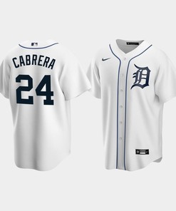 Men's Detroit Tigers 24 Miguel Cabrera White Home Jersey