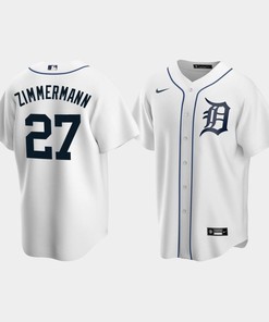 Men's Detroit Tigers 27 Jordan Zimmermann White Home Jersey