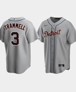 Men's Detroit Tigers 3 Alan Trammell Gray Road Jersey