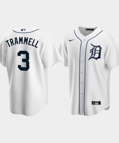 Men's Detroit Tigers 3 Alan Trammell White Home Jersey