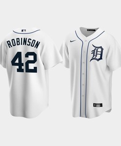 Men's Detroit Tigers 42 Jackie Robinson White Home Jersey