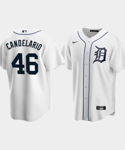 Men's Detroit Tigers 46 Jeimer Candelario White Home Jersey