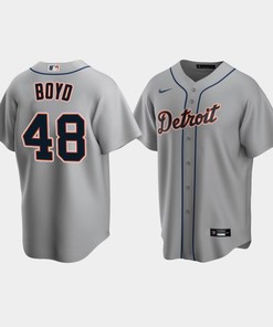 Men's Detroit Tigers 48 Matthew Boyd Gray Road Jersey