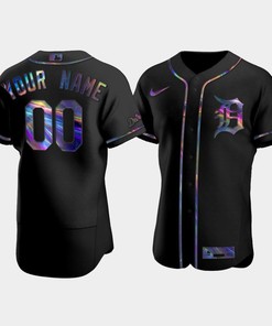 Men's Detroit Tigers Custom Black Golden Edition Holographic Jersey