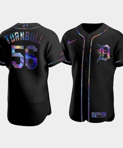 Men's Detroit Tigers Spencer Turnbull 56 Black Golden Edition Holographic Jersey