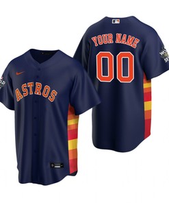 Men's Houston Astros Custom 00 Navy 2022-23 World Series Jersey