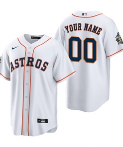 Men's Houston Astros Custom 00 White 2022-23 World Series Jersey