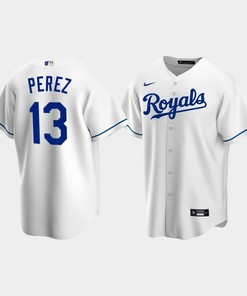 Men's Kansas City Royals 13 Salvador Perez White Home Jersey