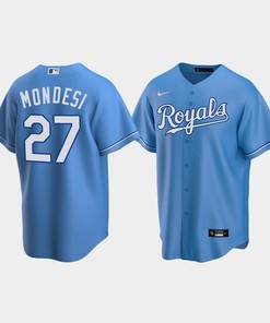 Men's Kansas City Royals 27 Adalberto Mondesi Light Blue Alternate Jersey