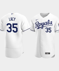Men's Kansas City Royals 35 Asa Lacy White Home Jersey