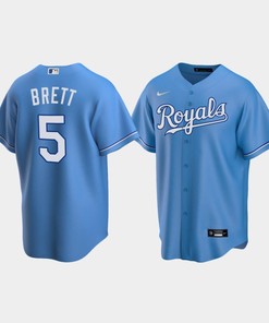 Men's Kansas City Royals 5 George Brett Light Blue Alternate Jersey