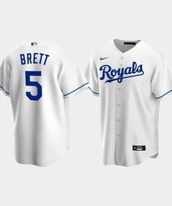 Men's Kansas City Royals 5 George Brett White Home Jersey