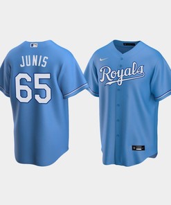 Men's Kansas City Royals 65 Jakob Junis Light Blue Alternate Jersey