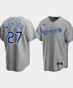Men's Kansas City Royals Adalberto Mondesi 27 Gray Road Cool Base Jersey
